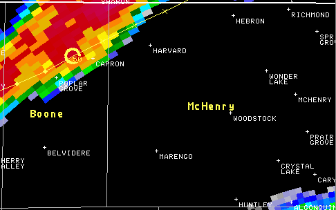 Image showing radar base reflectivity valid at 335 PM January 7 2008