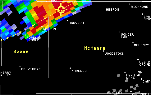 Image showing radar base reflectivity valid at 345 PM January 7 2008