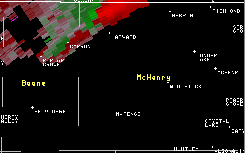 Image showing radar storm-relative velocity valid at 345 PM January 7 2008