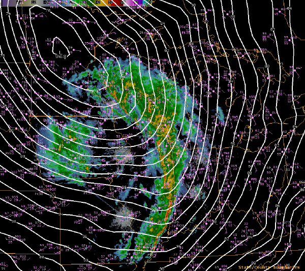 Maps showing surface weather conditions every 3 hours on April 20, 2004