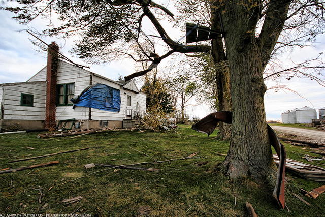 Photo showing tornado damage near Elburn