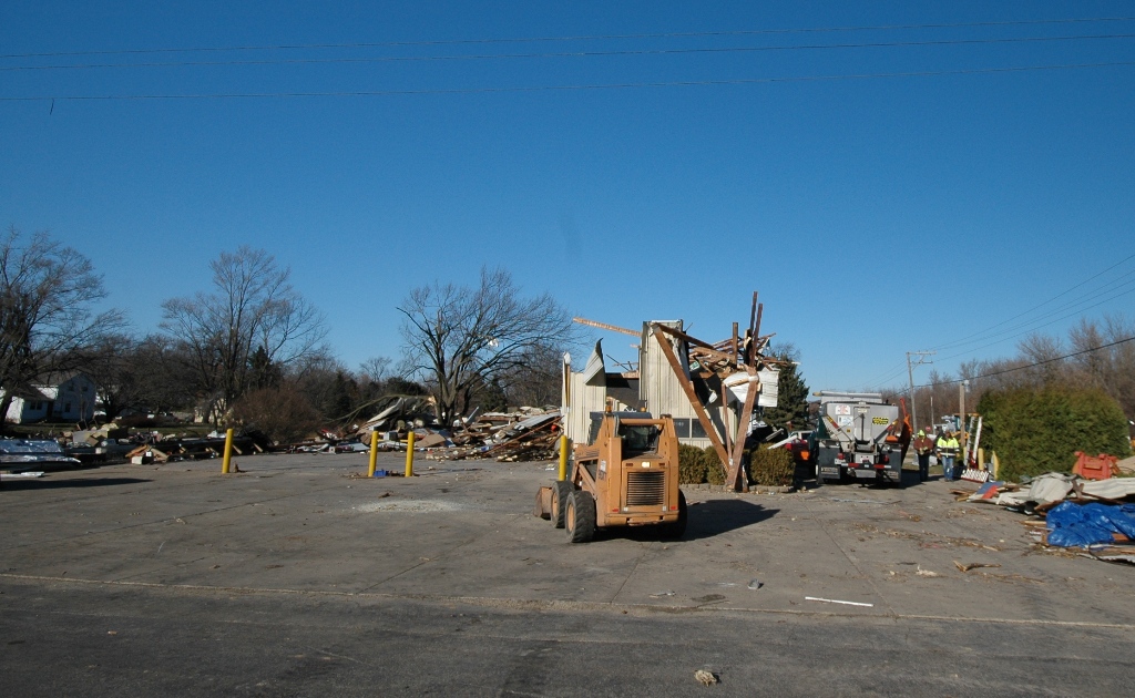 Photo of tornado damage near Caledonia
