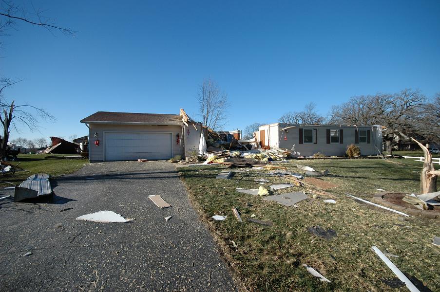 Photo of tornado damage near Caledonia