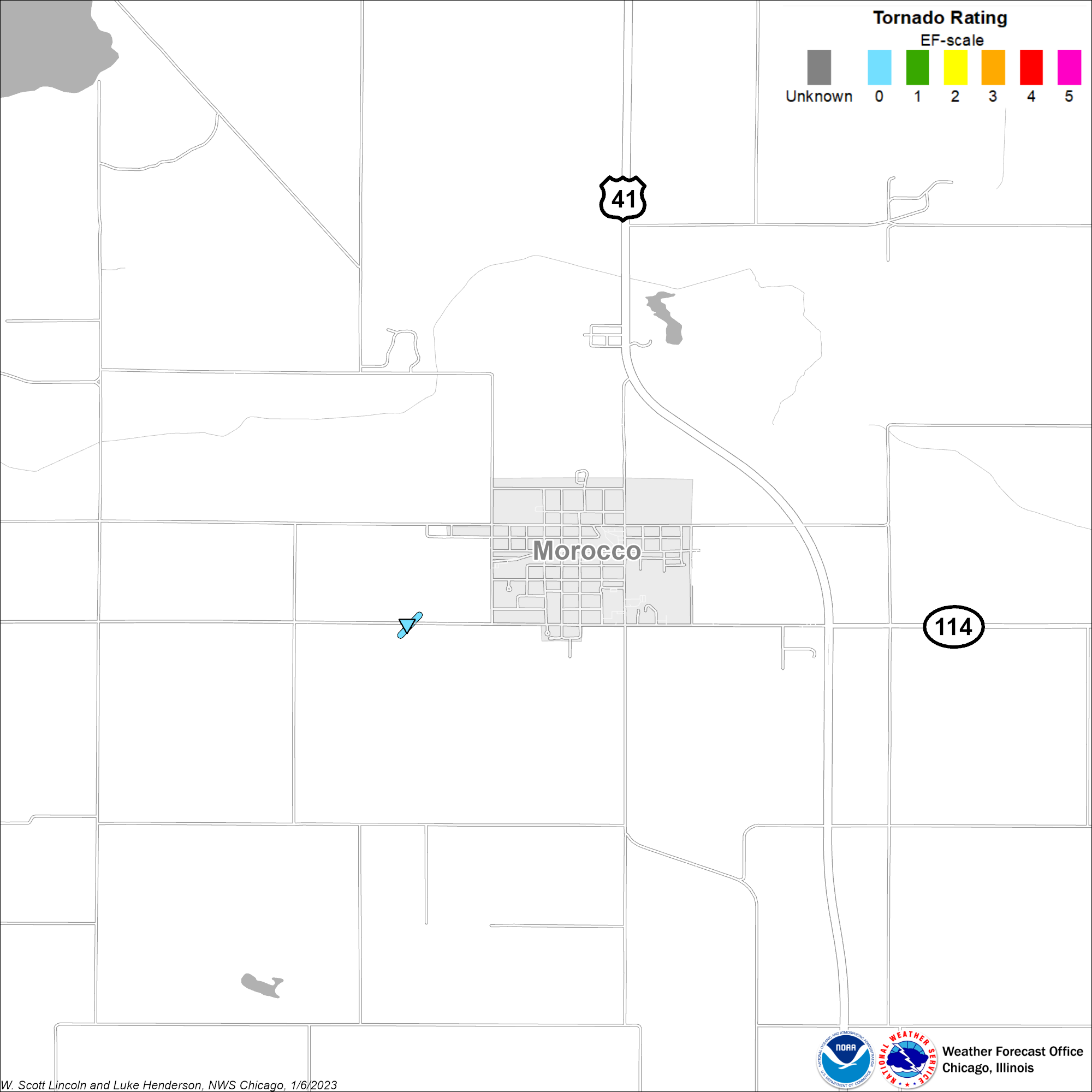 Map showing track of Morocco tornado
