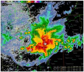 Radar reflectivity at 455 pm