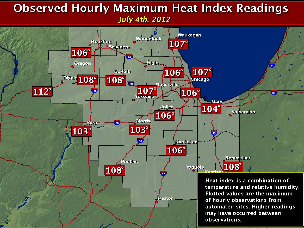 Max Heat Indices: July 4th