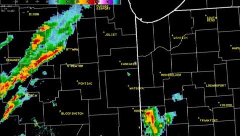 Radar loop of storms moving through northeast and east central Illinois