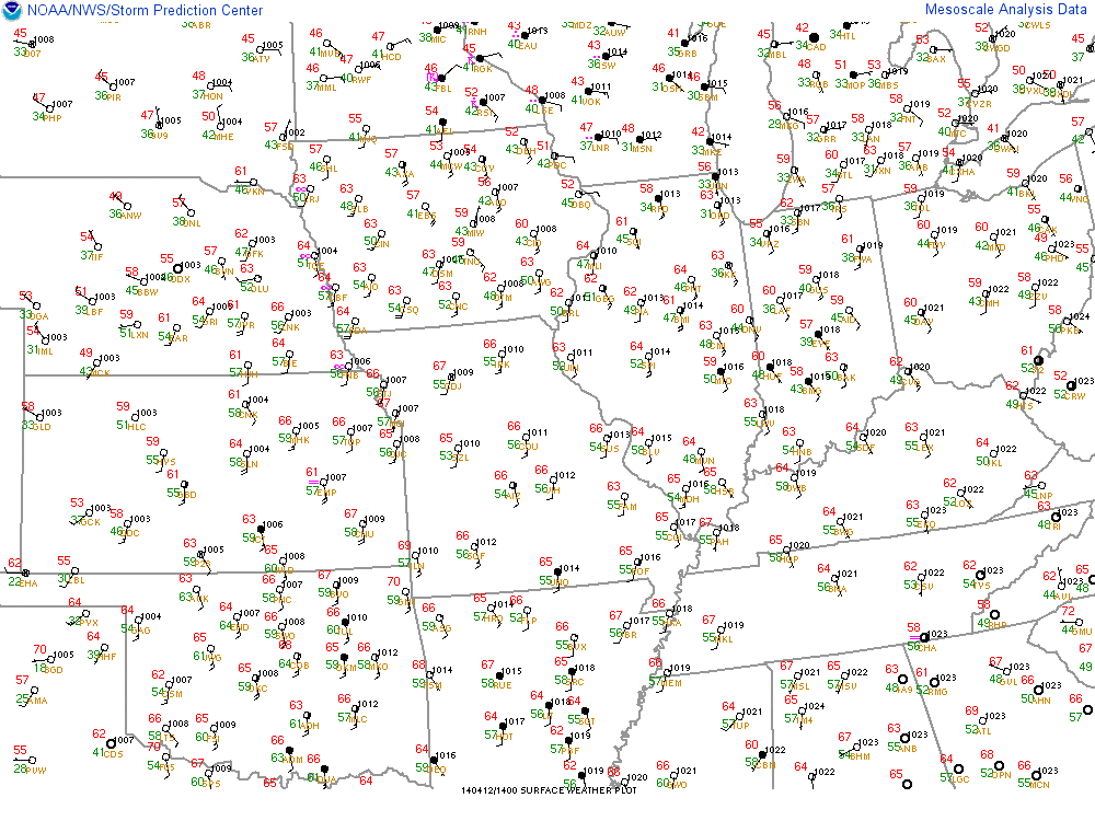 9 am surface observations