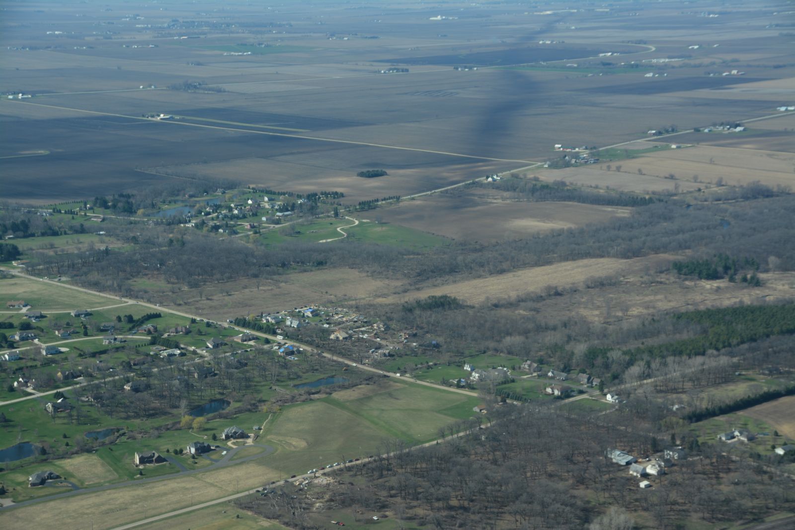 Photo showing aerial imagery of Rochelle-Fairdale tornado track