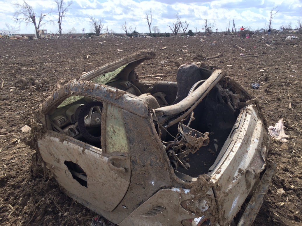 Photo showing damage from the Rochelle-Fairdale tornado