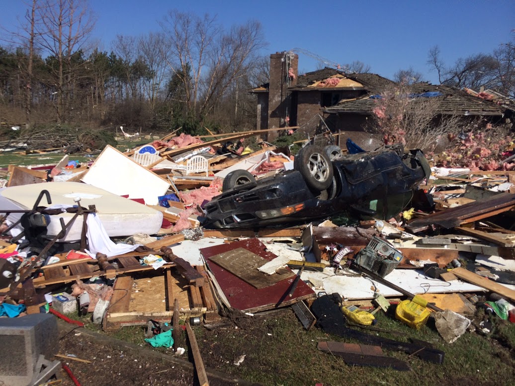 Photo showing damage from the Rochelle-Fairdale tornado