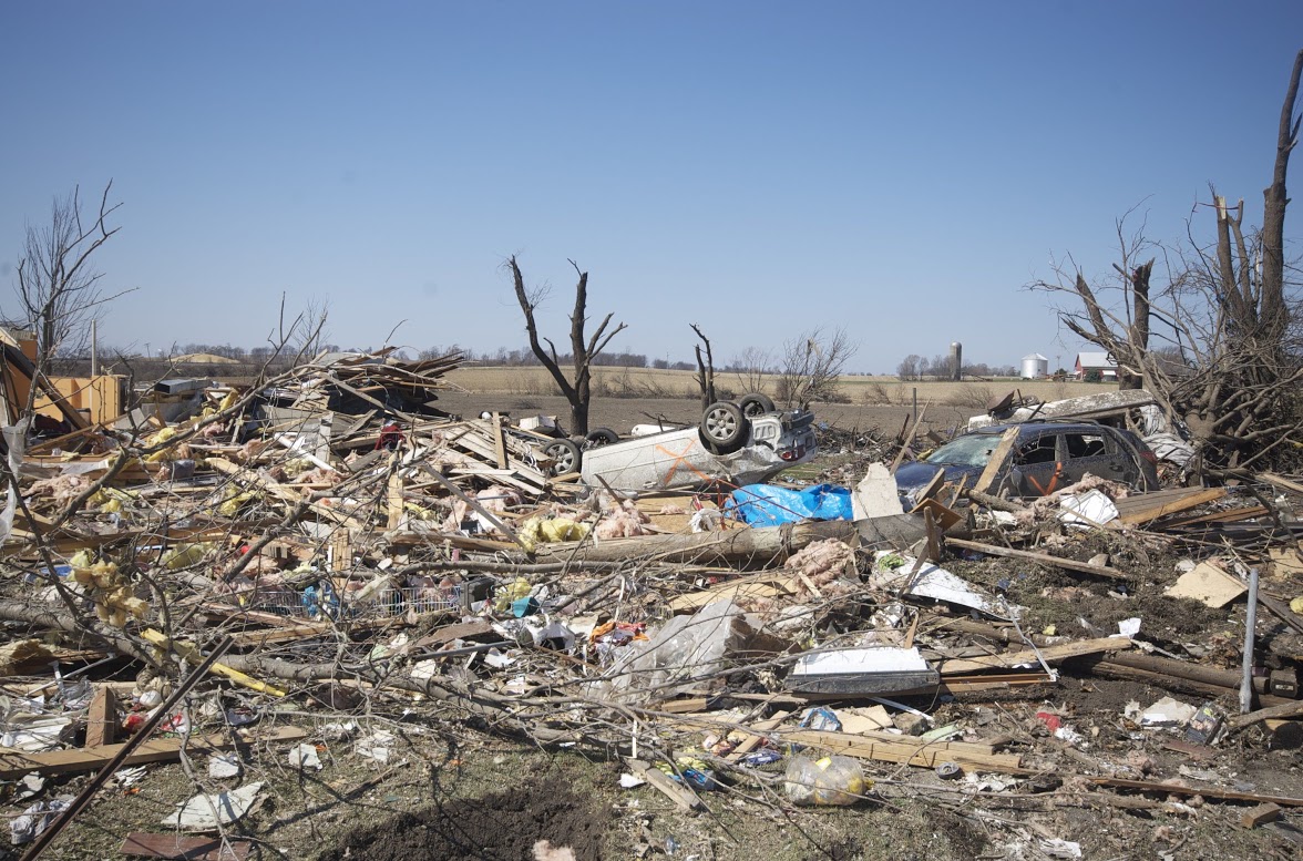 Photo showing damage from the Rochelle-Fairdale tornado