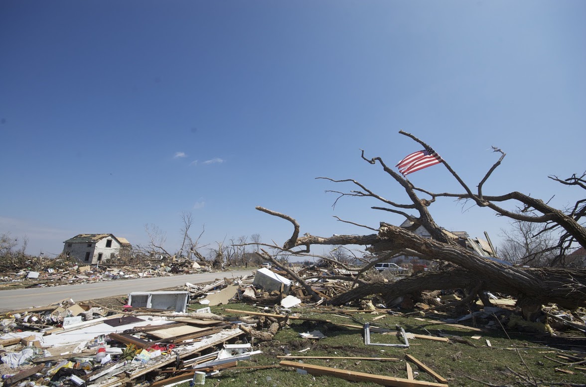 Photo showing damage from the Rochelle-Fairdale tornado