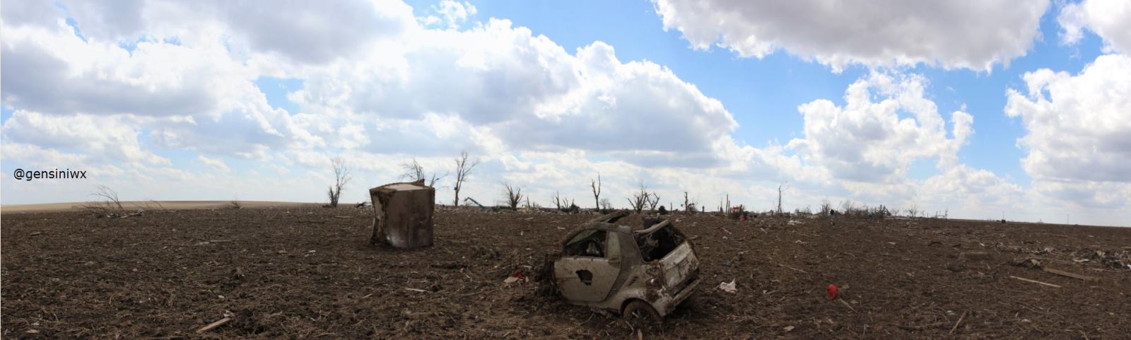 Photo showing damage from the Rochelle-Fairdale tornado