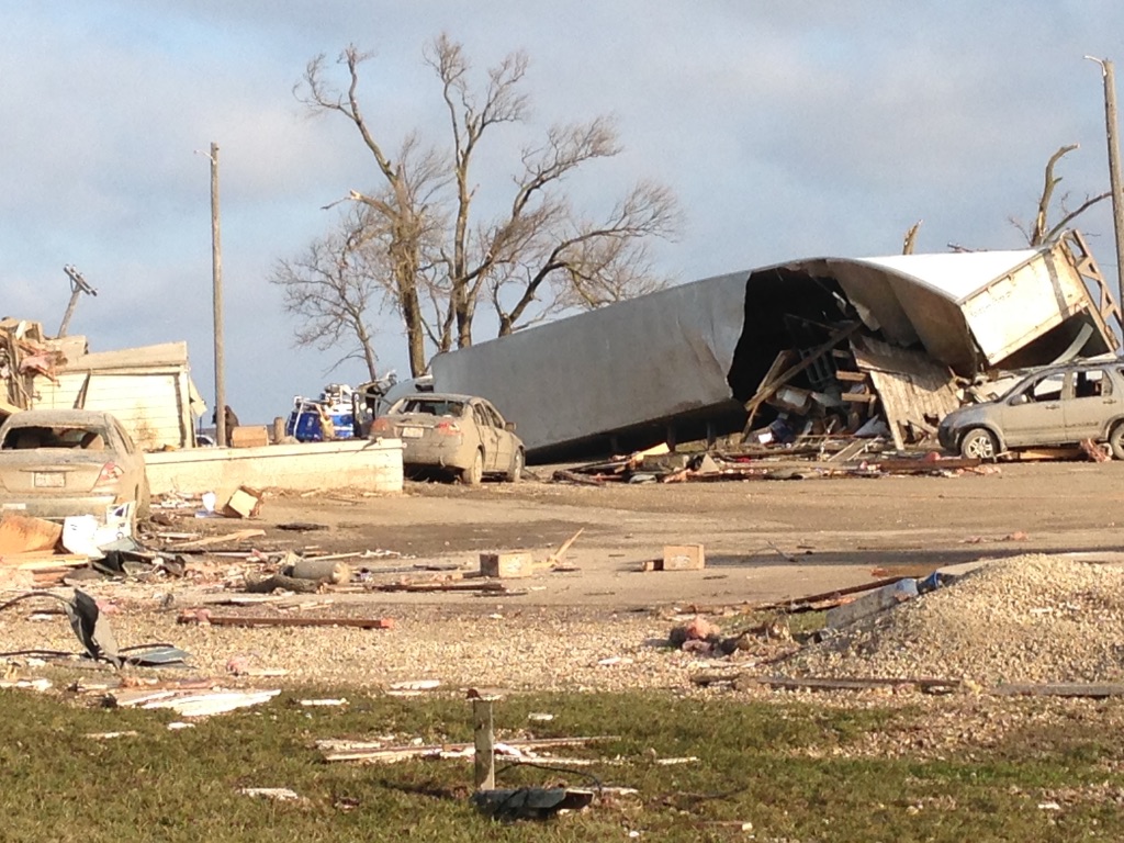 Photo showing damage from the Rochelle-Fairdale tornado