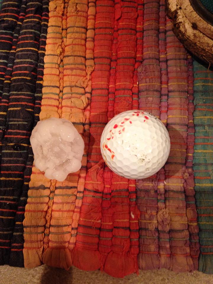 Photo showing hail that fell near the McHenry Country Club