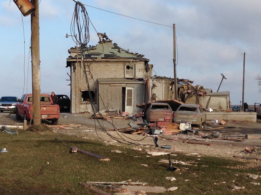 Photo showing damage from the Rochelle-Fairdale tornado