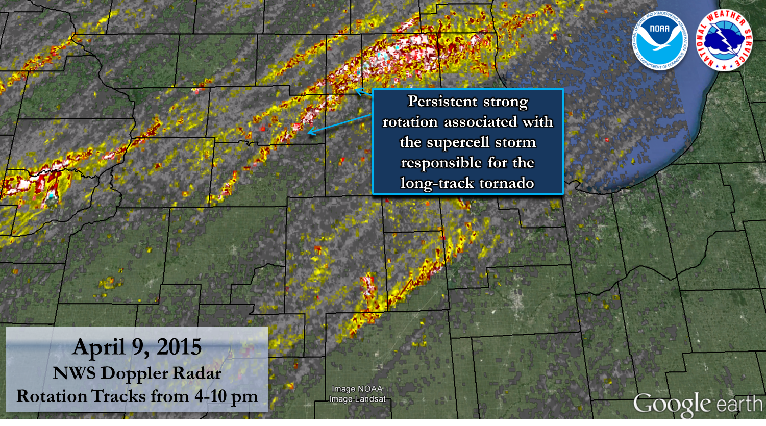 Image showing areas of radar-derived rotation