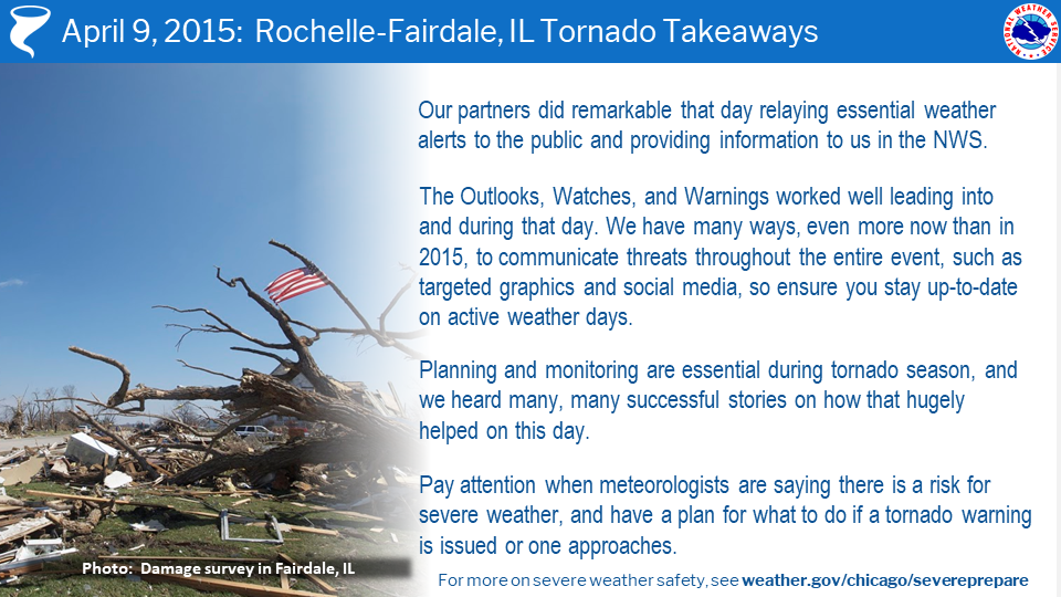 Image providing a list of lessons learned from the tornado event