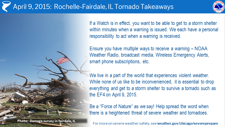 Image providing a list of lessons learned from the tornado event
