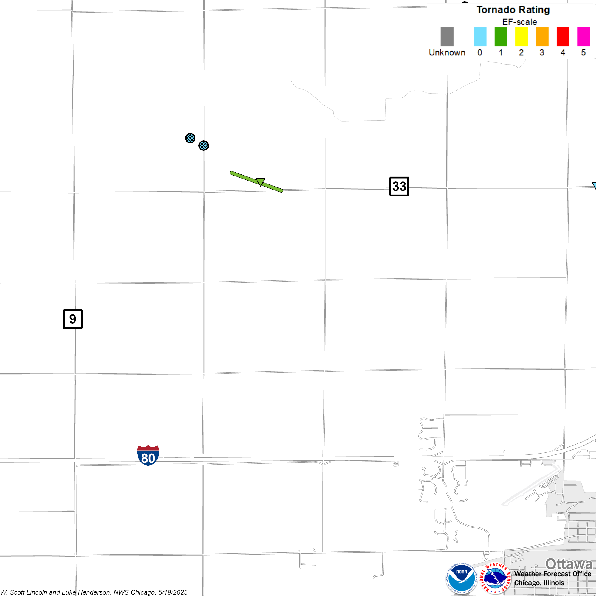 Map showing track of the Ottawa tornado