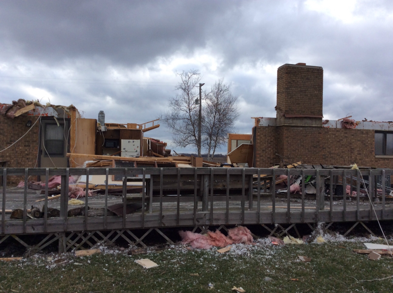 Photo showing damage from Dana - Long Point tornado