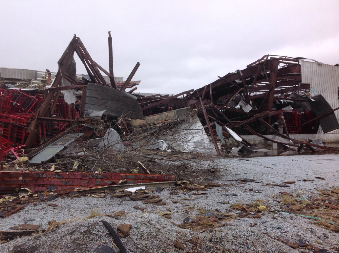 Photo showing damage from the Naplate-Ottawa tornado