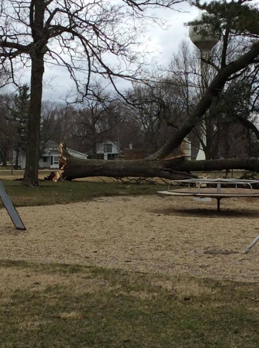 Photo showing damage from Rutland tornado