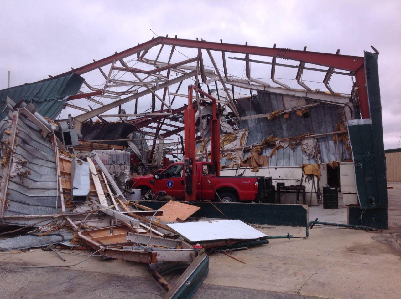 Photo showing damage from the Naplate-Ottawa tornado