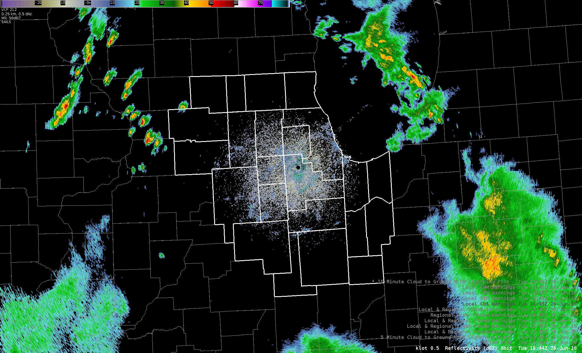 Radar loop on 26 June 2018