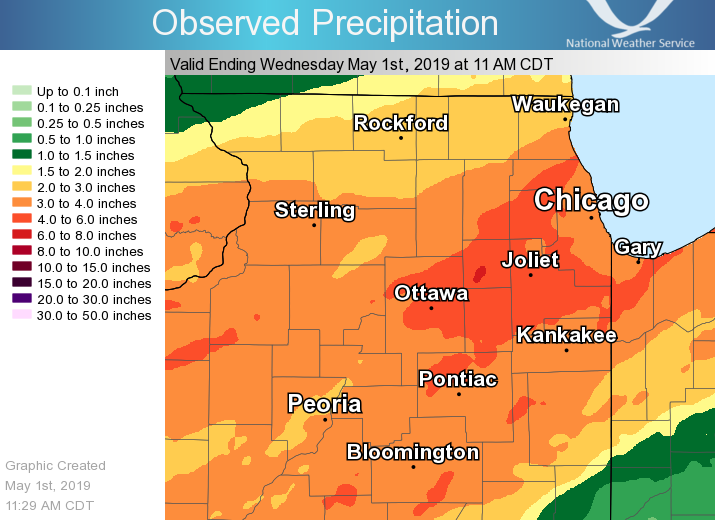 4 Day Rain Total Ending at 7 am Wednesday, May 1