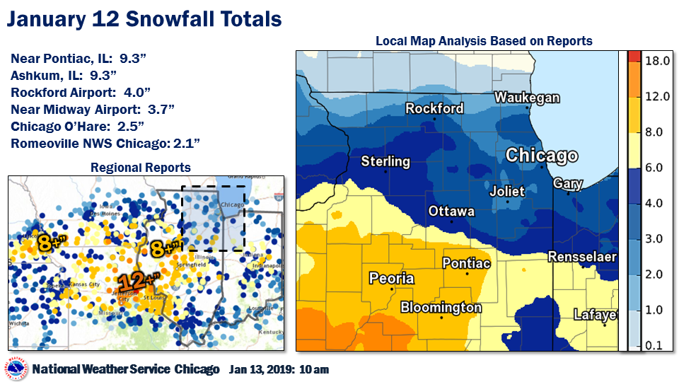 January 12, 2019: Widespread Snowfall Event Returns Area to Winter Weather