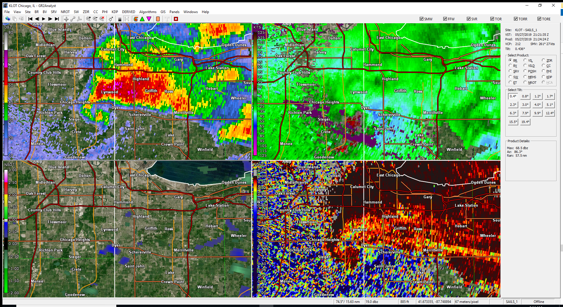 Radar snapshot of Lake County IN
