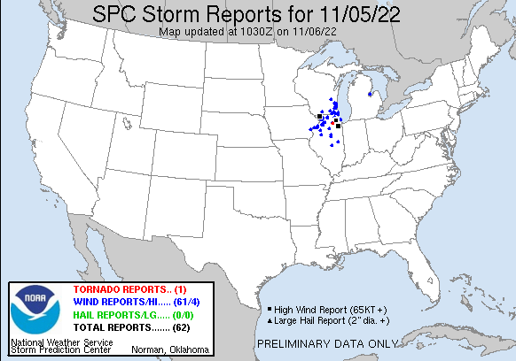 SPC Storm Reports for November 5th