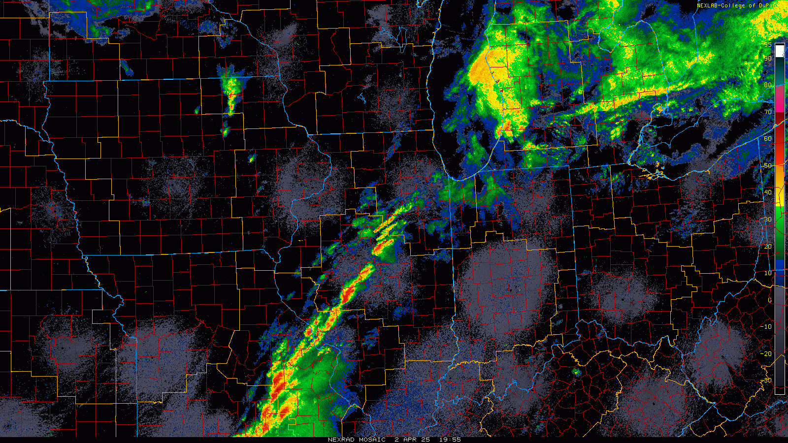 Radar loop from 2-8 pm, courtesy of the College of DuPage