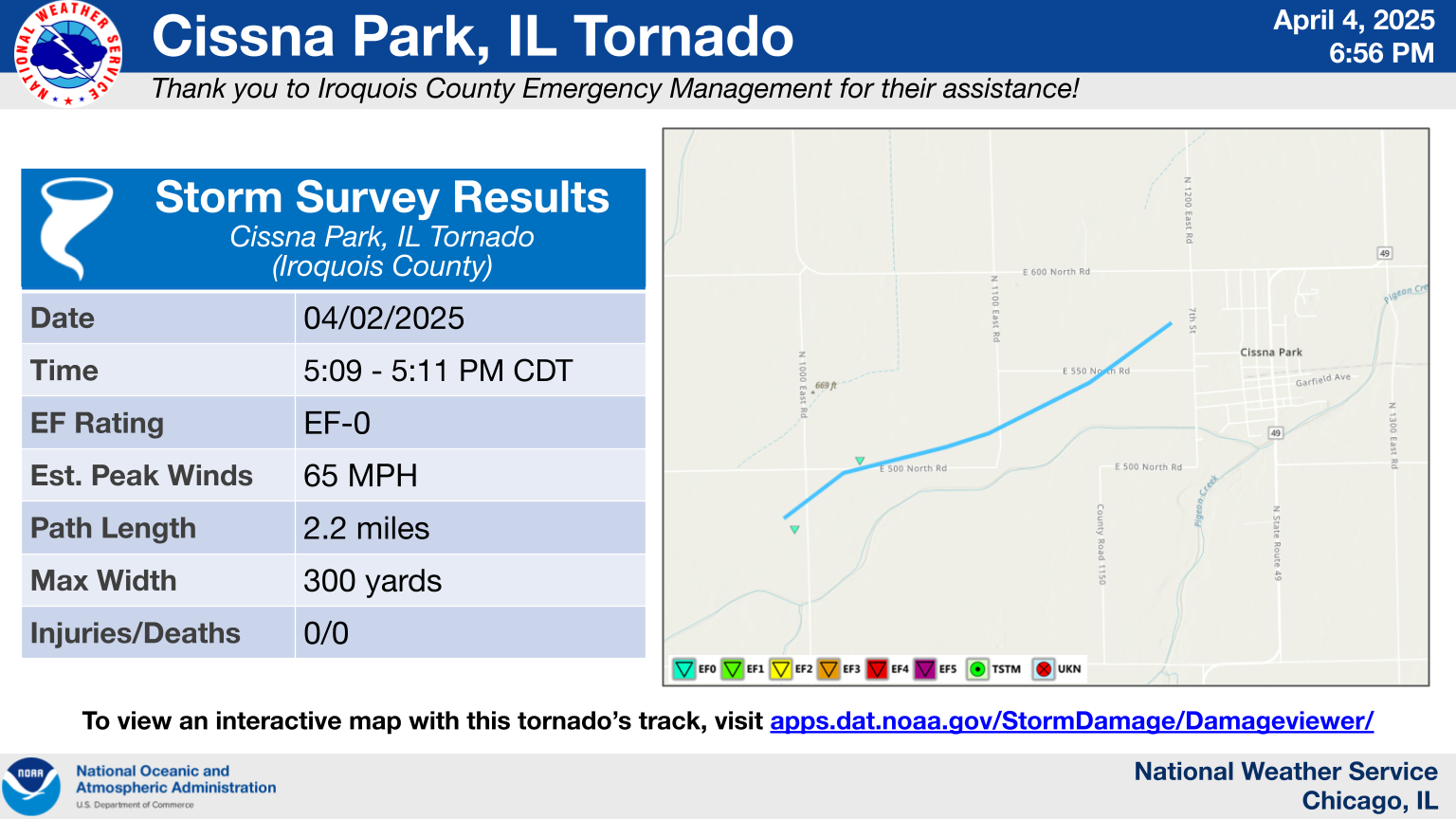 Cissna Park Tornado Summary Graphic