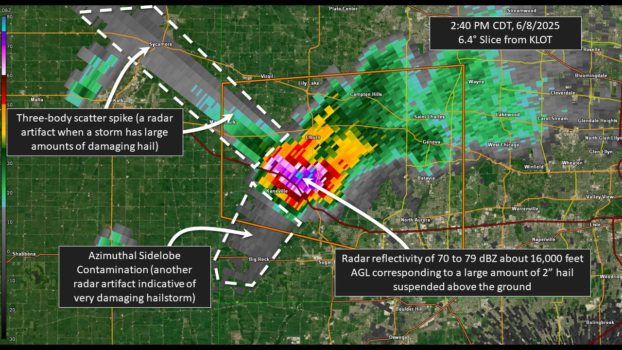 Radar still of the supercell shortly before it entered Batavia