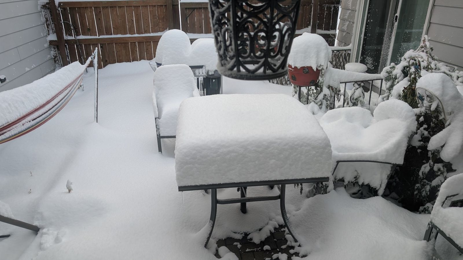 Picture of deep snow on a patio