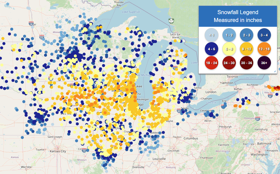 Regional Snowfall Report Map