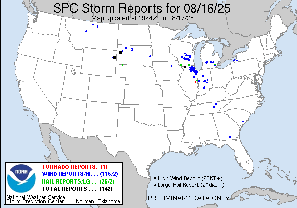 Preliminary Map of Storm Reports