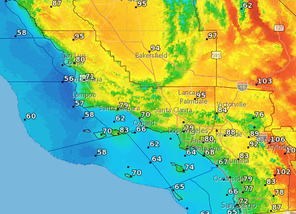 weather map los angeles area Los Angeles Ca weather map los angeles area