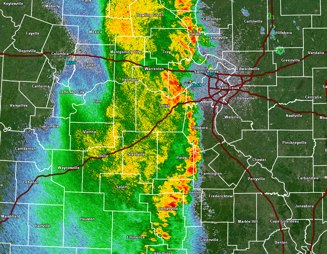 Radar image of line of storms