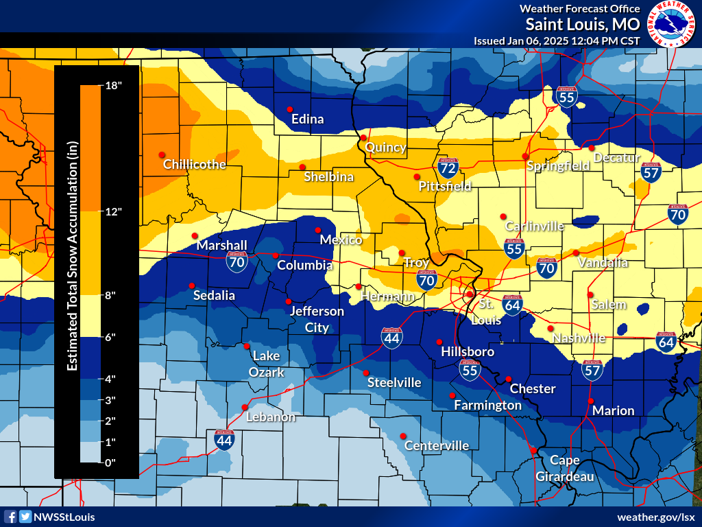 Storm total snowfall map.