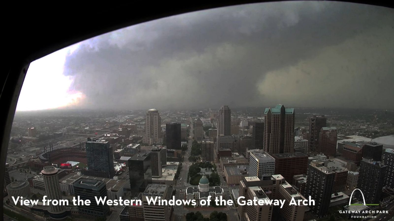 View from the west side of the Gateway Arch. Webcam photo from the Gateway Arch Park Foundation