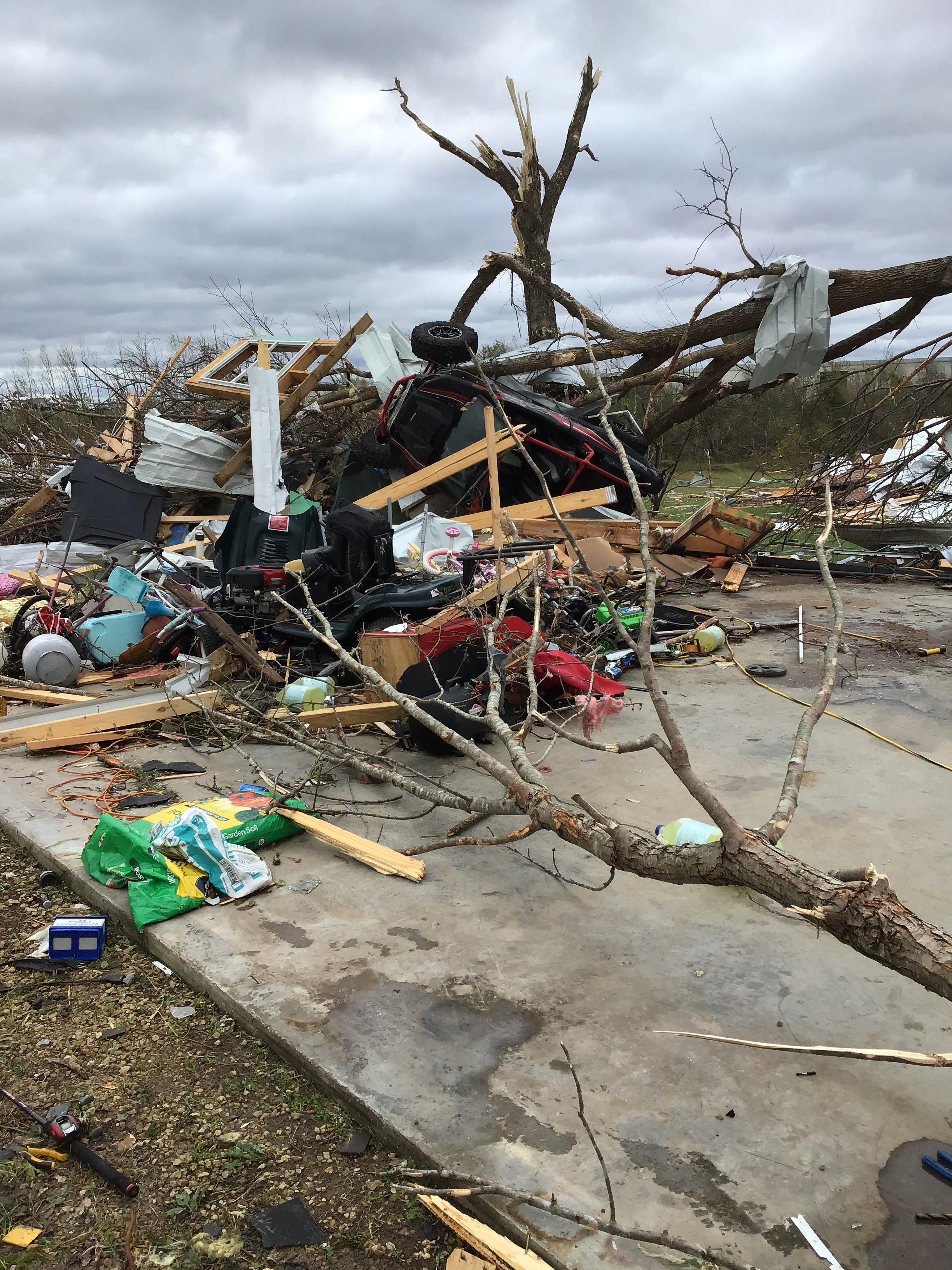 Photo of storage unit destroyed in Fredericktown, MO.