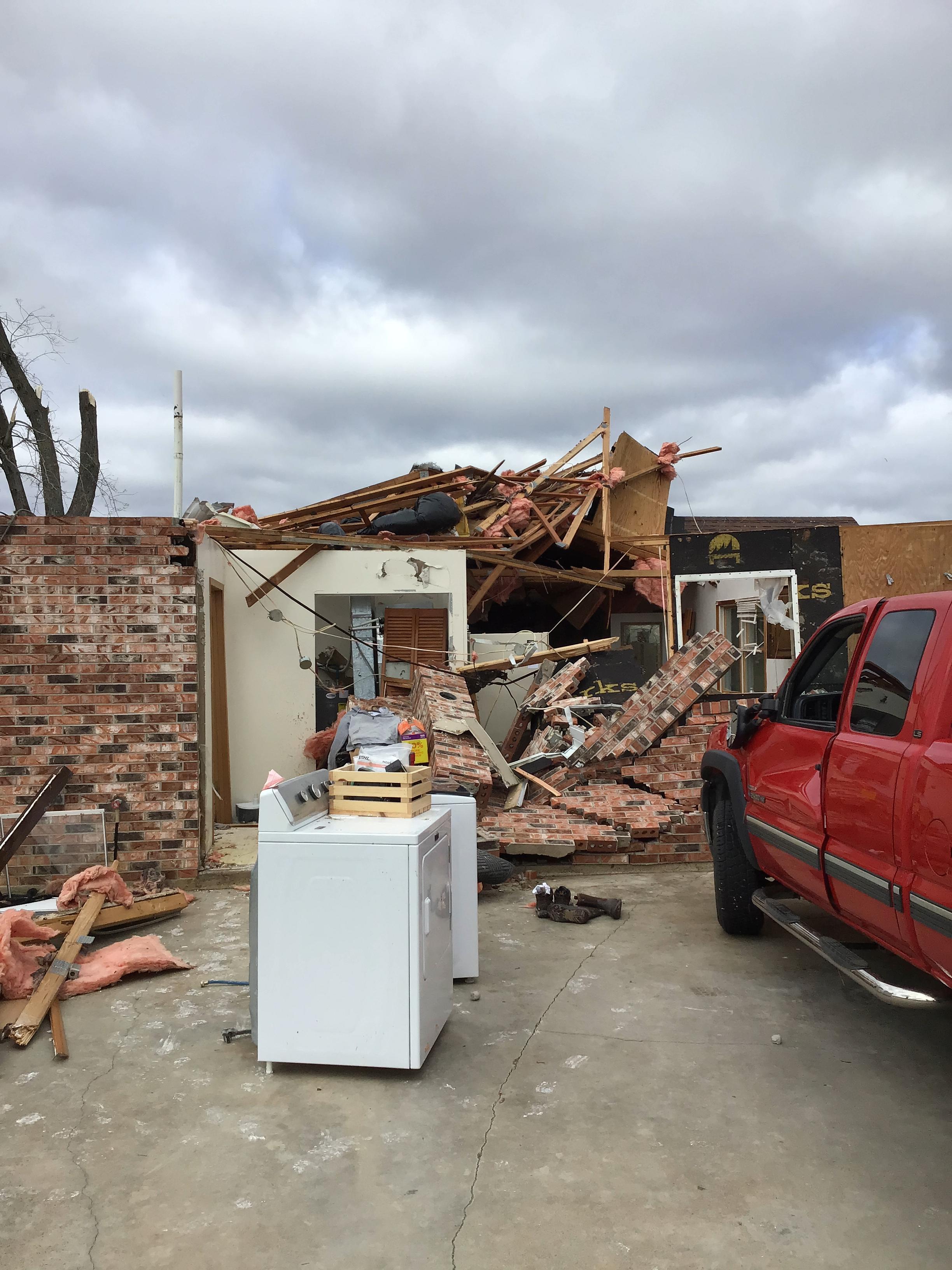 Photo of storage unit destroyed in Fredericktown, MO.