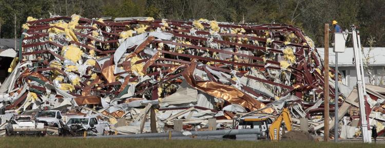 Photo of tornado damage in Fredericktown, MO to the Black River Electric Cooperative.