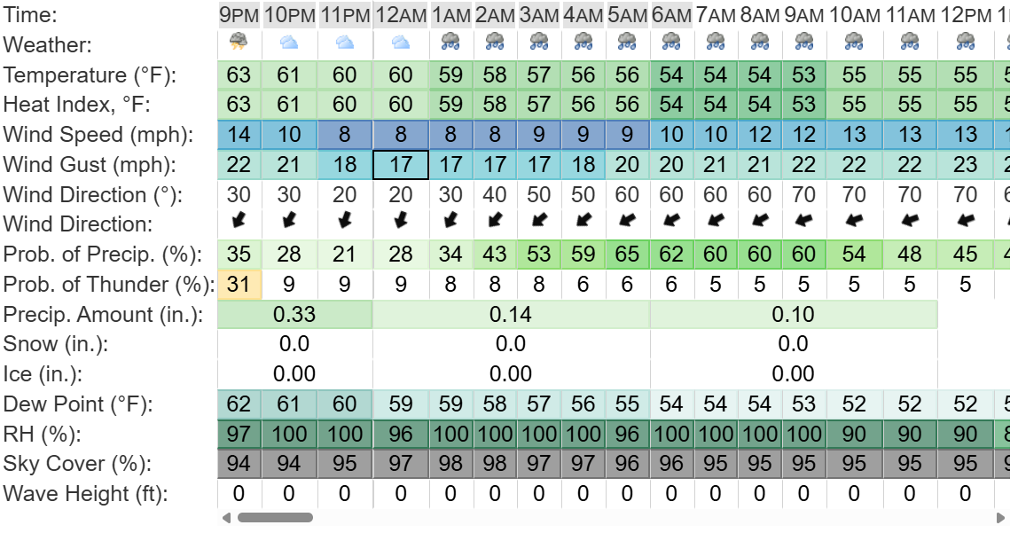 NWS Hourly Forecast
