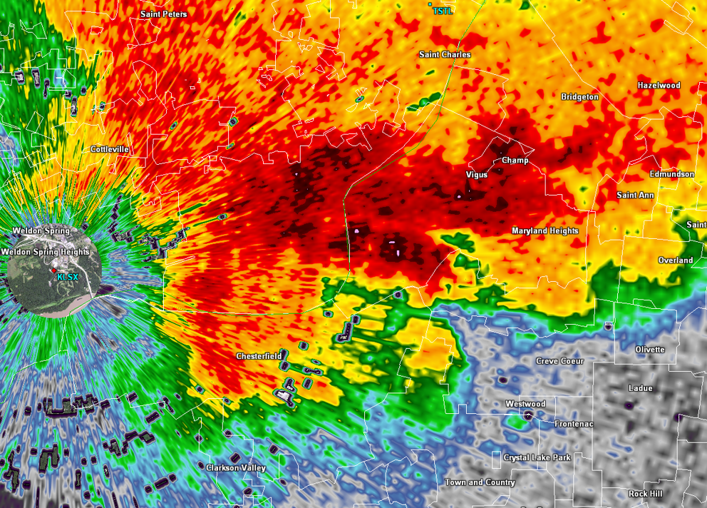 Reflectivity image of Chesterfield tornado producing storm