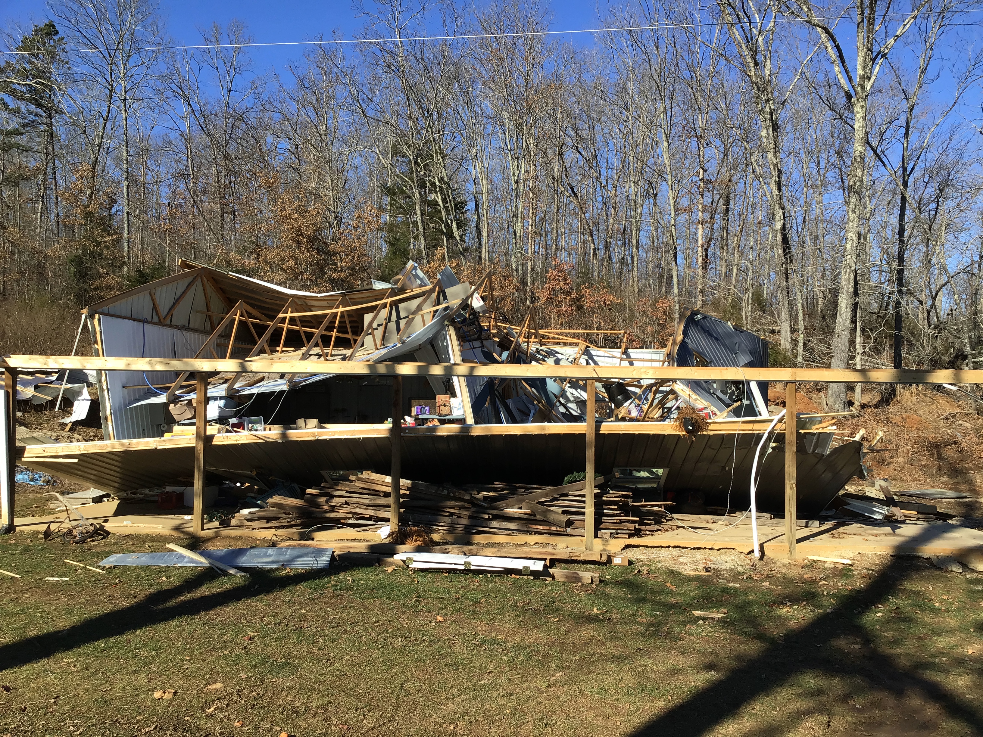 Machine shed destroyed off of County Road 442.